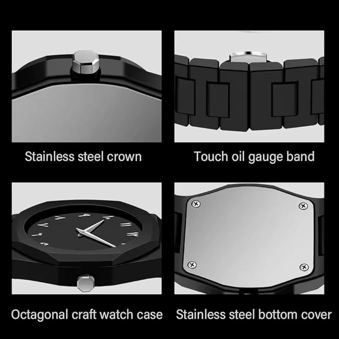 plastic material - Black Dial Men's Watch Quartz Movement - Sleek and Stylish Timepiece with Durability and Elegance for the Modern Gentleman, Shadow Black