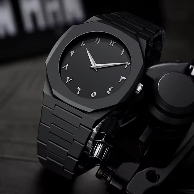plastic material - Black Dial Men's Watch Quartz Movement - Sleek and Stylish Timepiece with Durability and Elegance for the Modern Gentleman, Shadow Black