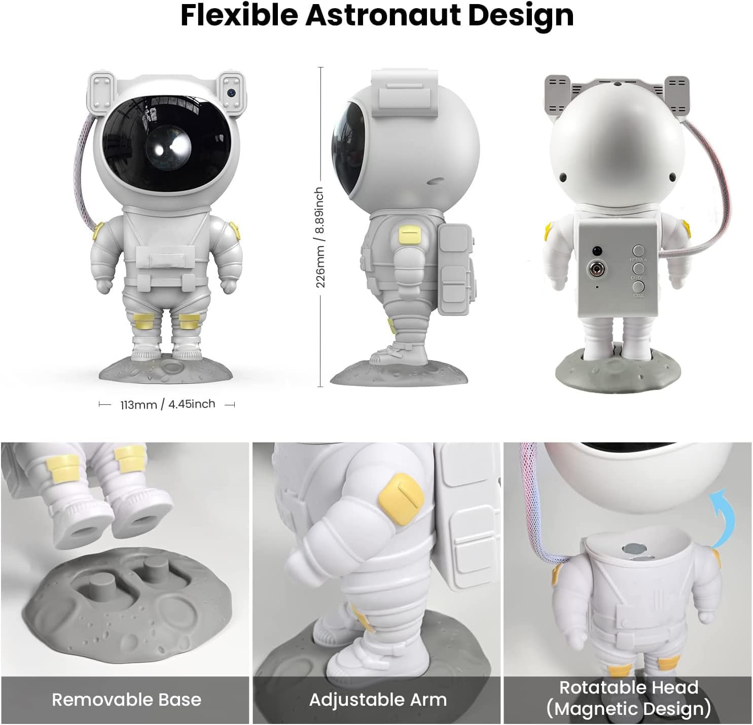  Star Projector Night Light with Timer, Remote Control and 360°Adjustable Design, Astronaut Nebula Galaxy Night Light Projector for Children Adults...