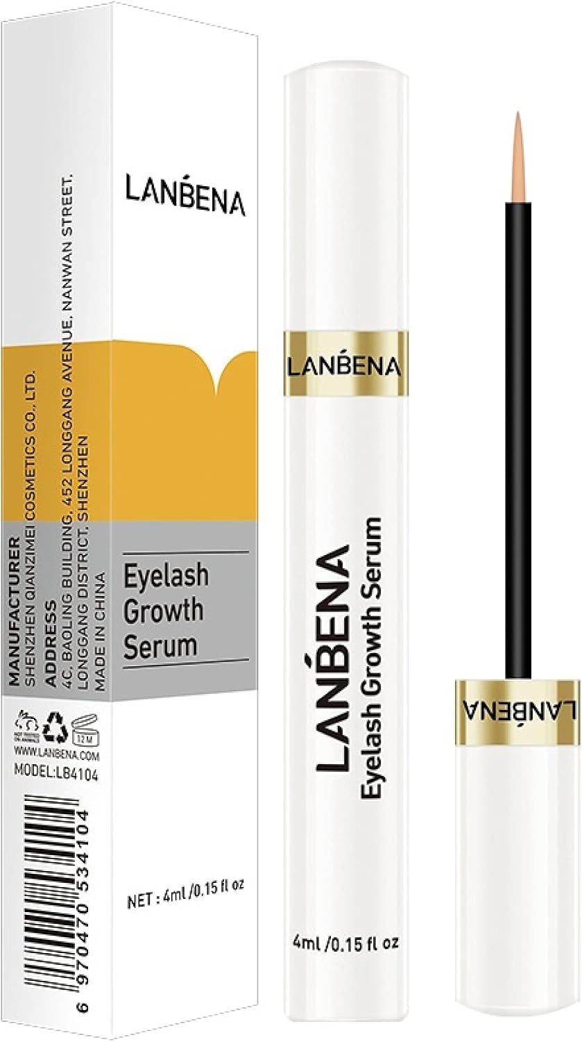 Lanbena Eyelash and Brew Growth Serum Irritation Free Formula Eyelash Treatment Liquid Curly Length Thick Nourishing Eyelashes and Eyebrows Whip Increase Serum for Longer Full Thick Basque