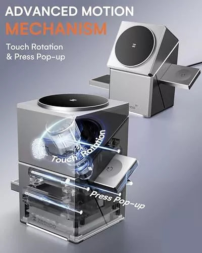 3 in 1 Charging Station Compatible with Magsafe, Qi2 15W Fast Wireless Charger, Auto-Rotating Charger Stand for iPhone 16/15/14/13/12 Series, AirPods, Apple Watch