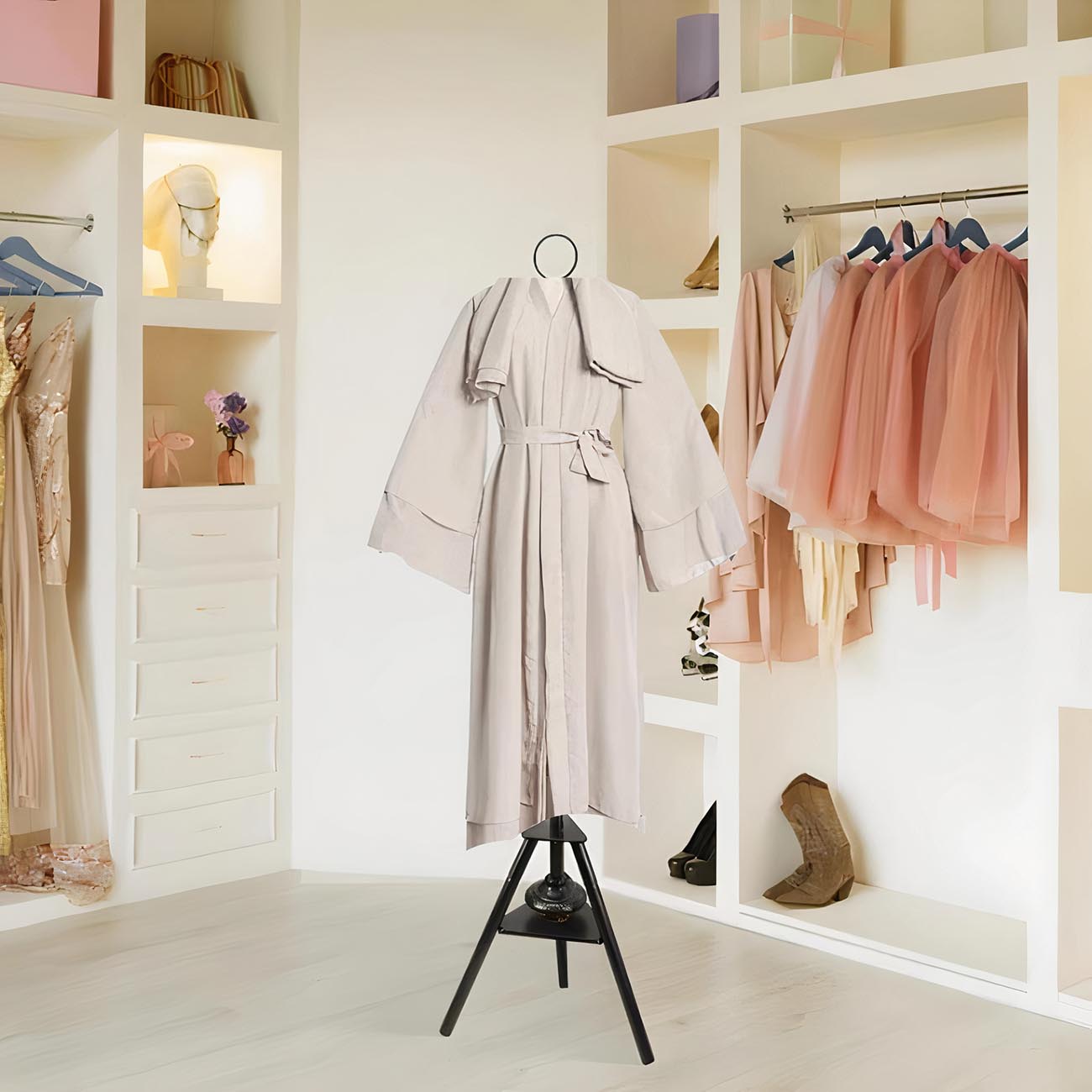 . ستاند مبخرة للملابس بطول 175 سم – علاقة بخور مزودة بخطافات لتعليق الملابس وفتحات لتعطير الأقمشة بالبخار / Available in Gold Color only / Clothes Incense Burner Stand -