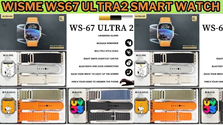 WISME WS67 ULTRA 2 SMART WATCH WITH THREE STRAPS
